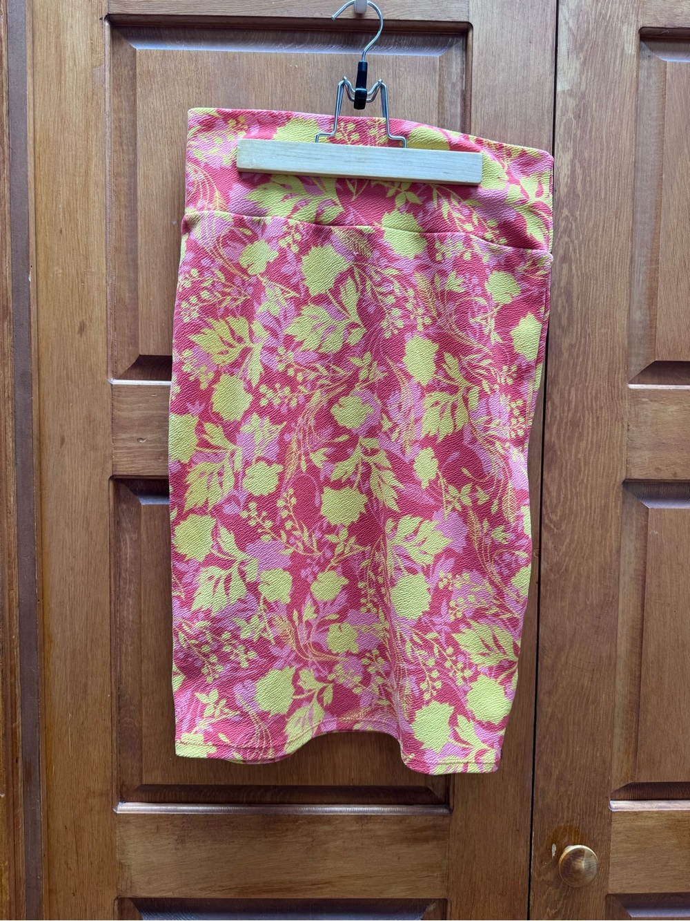 LuLaRoe Pink and Yellow Floral Pencil Skirt